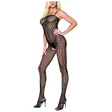 Leg Ave Women's Seamless Crochet Open Crotch Bodystocking-Style #8300, Black