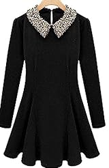 Sequined Cashmere/Wool Long Sleeves General Print  Dress