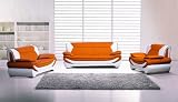 New 3pc Contemporary Modern Leather Sofa Set #AM-209-A-ORANGE/IVORY New 3pc Contemporary Modern Leather Sofa Set #AM-209-A-ORANGE/IVORY