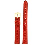 Watch Band Genuine Leather Lizard Grain Red 12mm