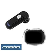 Wireless Bluetooth Handsfree Headset + Premium Unviersal Bluetooth Headset Pouch Carrying Case - 10 Color Available for Apple iPhone 3G, iPhone 1st Generation (Black)