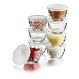 Libbey 6-1/2-Ounce Small Bowls with Plastic Lids, 8-Piece Set