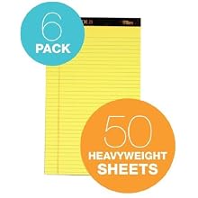 TOPS Docket Gold Pad, 8.5 x 14 Inch, Legal Size, Legal Rule, 20 Pound Stock, 50 Sheets, 6-Pack, Canary (63986)