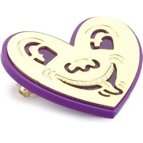 nOir Purple Keith Haring Heart Pin