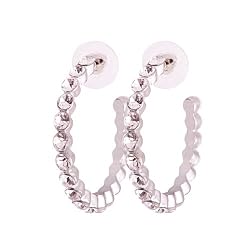 Clear Rhinestone Silvertone 1.5" Hoop Earrings