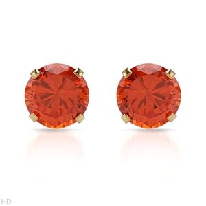 Stud Earrings With 3.30ctw Cubic zirconia Beautifully Crafted in 14K Yellow Gold