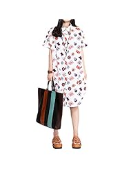 General Print Short Raglan Sleeves Linen  Dress
