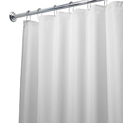 InterDesign 84-Inch Fabric Waterproof Long Shower Curtain Liner, White