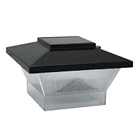 Paradise GL23123BK Plastic Solar Post Light with White LED and Frosted Lens, Black