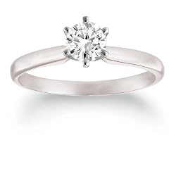 Platinum Round Solitaire Diamond Engagement Ring (1/2 ct, G-H Color, VS2 Clarity), Size 7