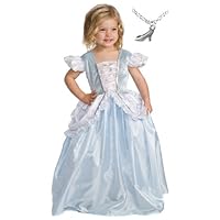 Cinderella Princess Costume with Wondercharms Necklace - size MEDIUM (3-5)