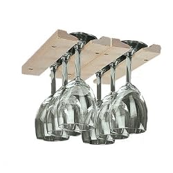 Natural Hardwood Hanging Wine Glass Rack
