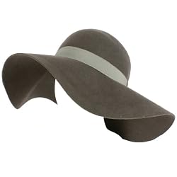 Winter 100% Wool Grosgrain Ribbon Hatband Hat Floppy Ribbon Wide Brim Gray