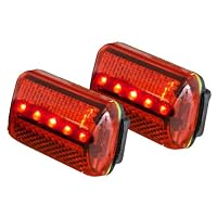 Personal Red Flashing Safety Light with Belt Clip (Set of 2) - up to 100 hours - Water Resistant