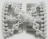 Hair Bling White Pearls Hugger Beaded Double Comb 31001