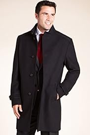 Big Tall Funnel Neck Piped Coat with Wool