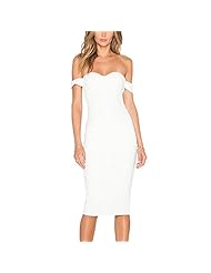 Rayon/Spandex Cocktail Knee Length Off the Shoulder Sleeveless Open-Back Bandage Dress/Bodycon Dress/Party Dress/Wedding Dress 