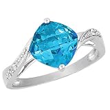 Blue Topaz Cocktail Ring with Diamonds 2.21 Carat in 14K White Gold
