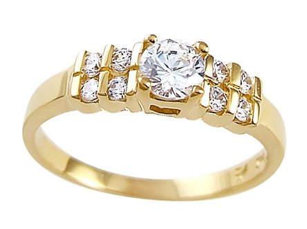 CZ Engagement Ring 14k Yellow Gold Cubic Zirconia Anniversary 1 Carat