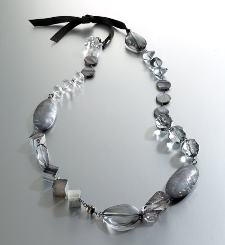 Clear Bead Ribbon Necklace