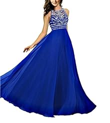 Beaded Jeweled Floor Length Chiffon Evening Dress/Prom Dress  With a Sash 
