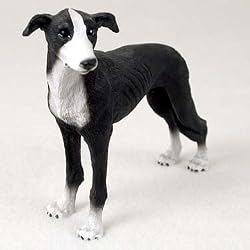 Greyhound Black and White Dog Figurine