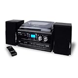 Jensen JTA-980 3-speed Stereo Turntable 2-CD Cassette AM/FM Radio with Front Loading CD Player/Recorder, CD-R/RW Compatible, Skip/Search Forward and Back, Cassette Deck with Single Key Operation Design, Jog Volume Control, Record to CD from Turntable, CD or Cassette Player and Stereo Headphone Jack