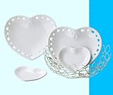 リボンハート　透かしペアプレート(かご付) 【和皿・洋皿】