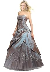 Strapless Lace-Up Organza/Taffeta Prom Dress 