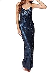 Polyester Slit Sequined  Vintage  Dress With Pearls