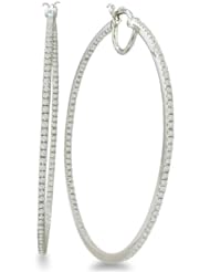 1ct Diamond Inside-Out Hoop Earrings in Sterling Silver (2 inch hoops) With Free Blitz Jewelry Cleaner