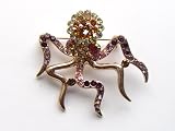Colorful Topaz Peridot Crystal Rhinestone Crawling Sea life Octopus Pin Brooch