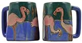 One (1) MARA STONEWARE COLLECTION - 12 Ounce Coffee Cup Collectible Square Bottom Mug - Pink Flamingo Design