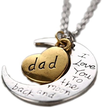 LiangXuanChen Two Tone I Love You To the Moon And Back Two Piece Pendant Necklace Dad