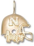 Nebraska Cornhuskers Solid 10K Gold ''N'' & ''HUSKERS'' Helmet Pendant