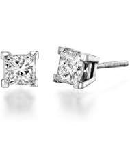 0.50 carat Princess Cut Stud Earrings in 14 Karat White Gold, Screwback