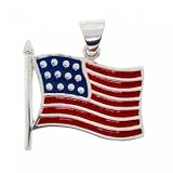 New Enamel Sterling Silver American Flag Pendant
