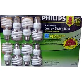 Philips Marathon Mini-Deco Twister Energy Saving Bulbs (8 pack)