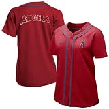 Nike Los Angeles Angels of Anaheim Ladies Red Batter Up Full Button Jersey