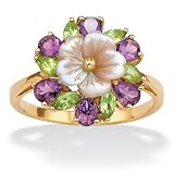 10K Gold Mother-of-Pearl, Amethyst and Peridot Ring Genuine Other Women's