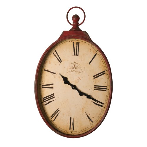 Wilco Imports Large Stop Watch Design Wall Clock with Large Roman Numerals, Distressed Burnt Red Color 22-inch x 4.5-inch x 37.25-inch