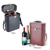 Picnic Time Adagio 2-Bottle Insulated, Leatherette Deluxe Wine Case w/ Corkscrew (Black/Green)