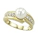 Cultured Pearl with 1/5 ct. Diamond Ring in 14K Yellow Gold