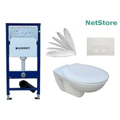 Geberit Duofix Basic UP 100 WC-Vorwandelement mit Platte Delta 50 wei�, Schallschutzset, Wand WC Keramik und WC-Sitz Absenkautomatik
