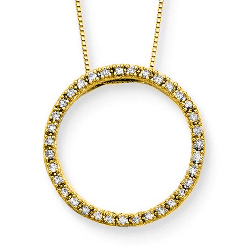14K Yellow Gold 1/4 ct. Diamond Circle Pendant with Chain