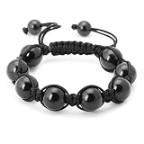 Jabari Disco Ball Bracelet - Black Obsidian Gemstone Jewelry 14MM