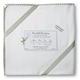 IMAGE OF Swaddledesigns Organic Ultimate Receiving Blanket Ivory with Color Trim, Sage