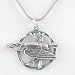 Round Raven Pendant and Moon on 18" Rhodium Plated Sterling Snake Chain in Sterling Silver for Men or Women, #8699