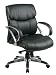 Office Star Deluxe Mid Back Executive Leather Chair with Chrome Finish Base and Padded Arms, Black