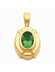 18K Yellow Gold Oval Cut Emerald Pendant -- LIFETIME WARRANTY